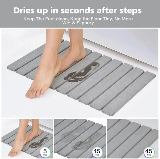 Luxury Foldable Stone Drying Mat Anti Slip Bathroom/Kitchen
