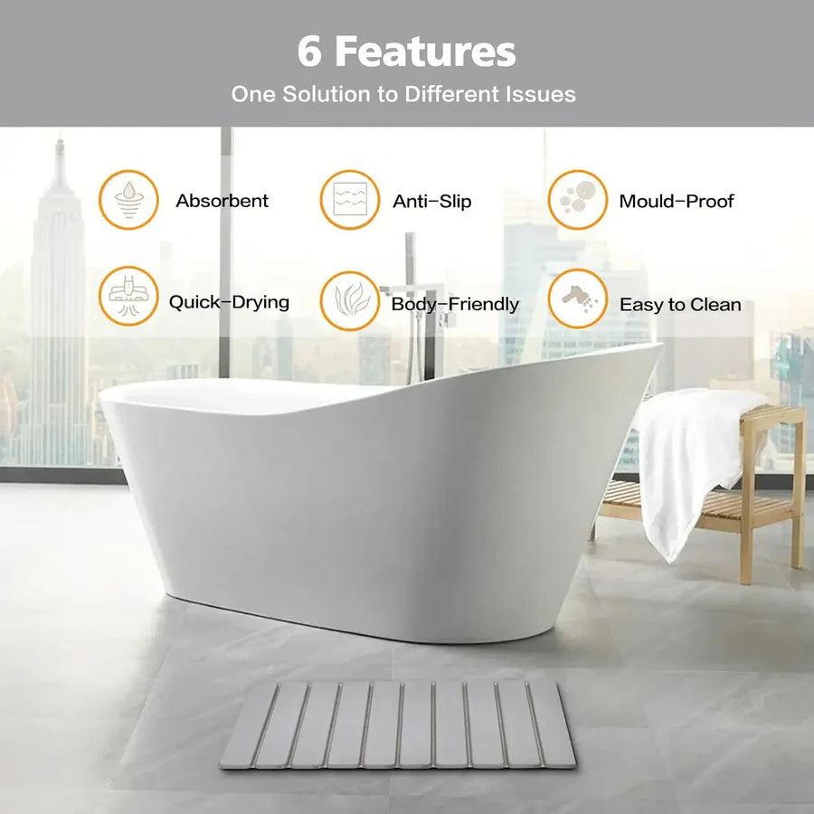 Luxury Foldable Stone Drying Mat Anti Slip Bathroom/Kitchen