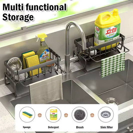 Multifunctional Stainless Steel Kitchen Drain Rack Sponge Organizer