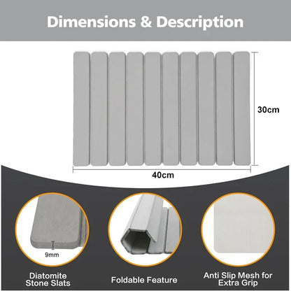 Luxury Foldable Stone Drying Mat Anti Slip Bathroom/Kitchen