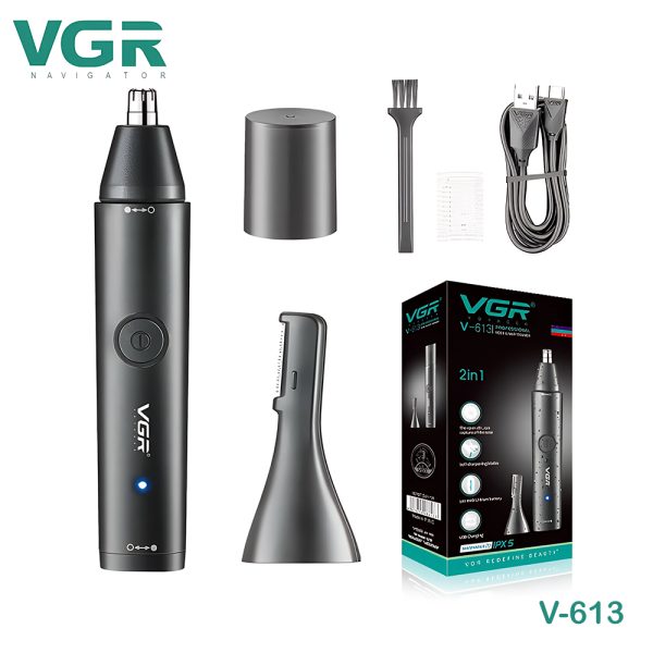 VGR V613 Ear, Nose & Eyebrow Trimmer – USB Rechargeable, Nose Clippers & Facial Grooming Tool