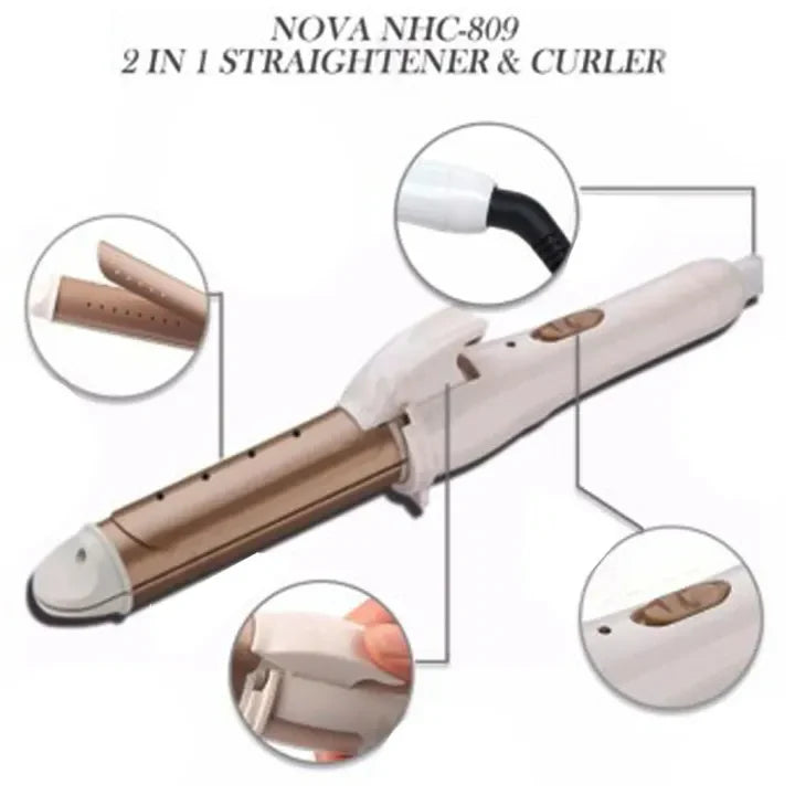 2 in 1 Hair Straightening and Curling Iron