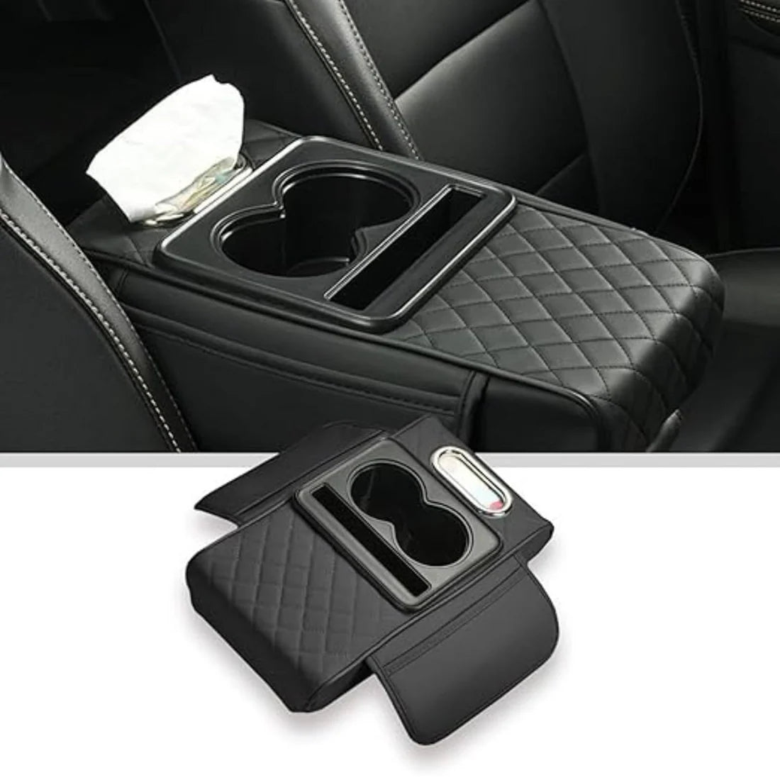 Car Seat Organizer with Cup Holder – Center Console Storage