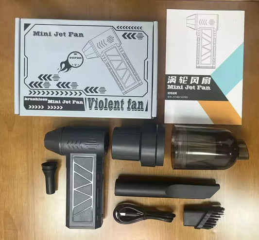 🌪️ 130,000 RPM Turbo Jet Fan – Handheld Air Blower & Vacuum ⚡🔋with LED Power Display