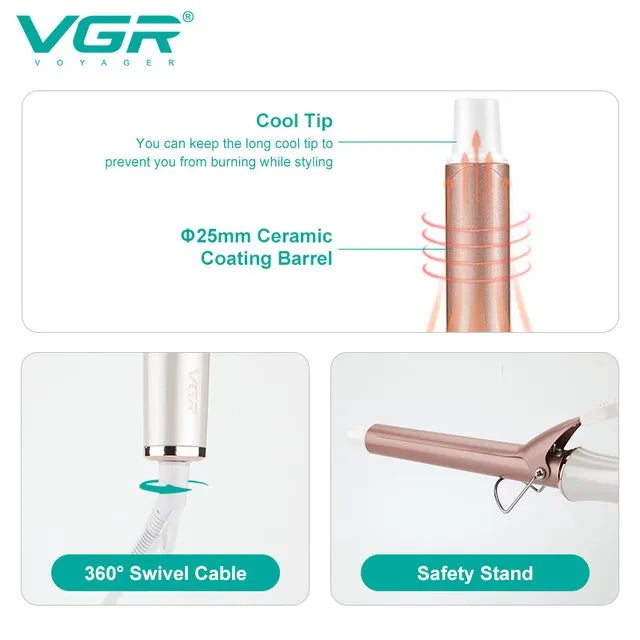 VGR Professional Hair Curling Iron Wand V578