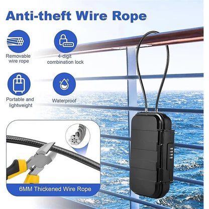 Portable Safe Box with Code, Waterproof & Anti-Theft for Beach with Wire Rope -AS