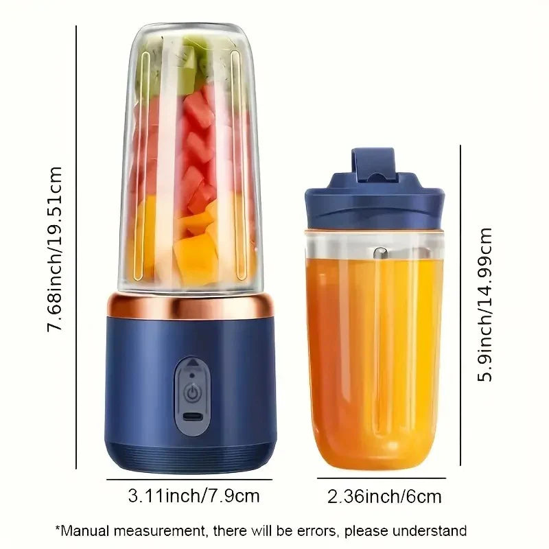 Portable USB Blender – 6 Blades, Rechargeable Smoothie Maker 🔵🥤