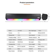 Kisonli LED-913 Portable Rechargeable Battery Powered Soundbar bluetooth gaming colorful light speaker with RGB light (Black)