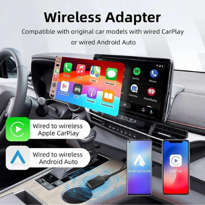Wireless Carplay Android Auto Adapter 2in1