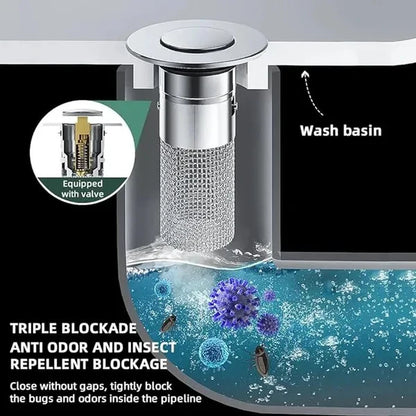 Universal Bathroom Sink Drain Stopper Double layer filtration