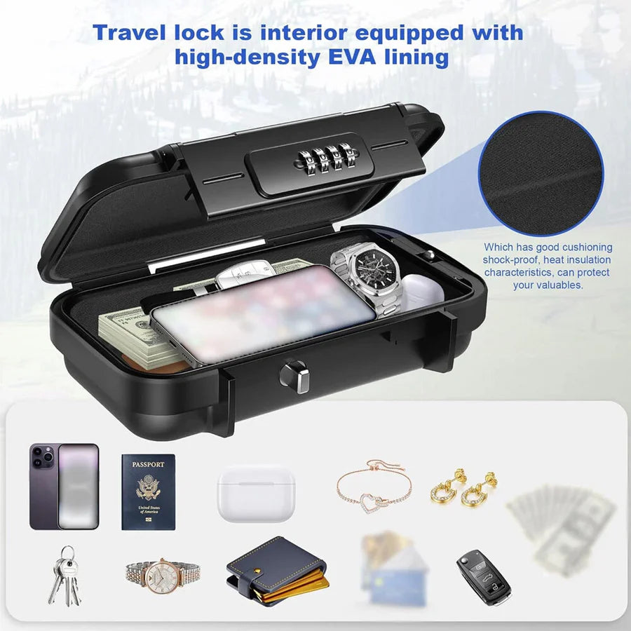 Portable Safe Box with Code, Waterproof & Anti-Theft for Beach with Wire Rope -AS