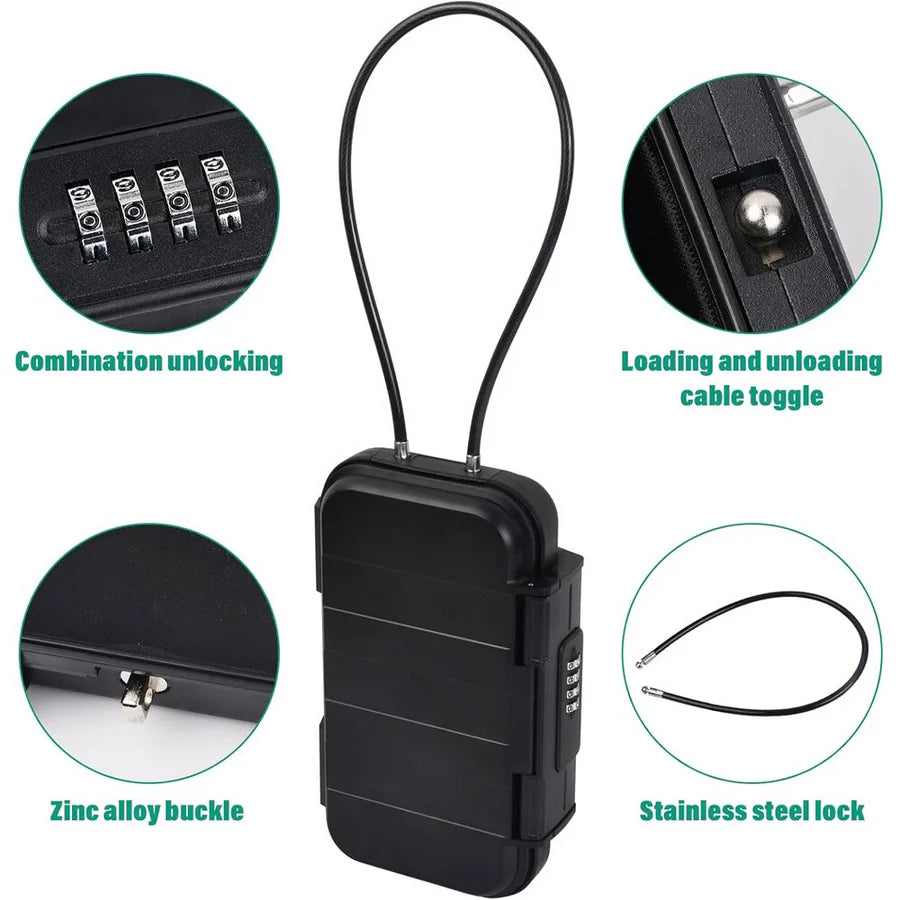 Portable Safe Box with Code, Waterproof & Anti-Theft for Beach with Wire Rope -AS