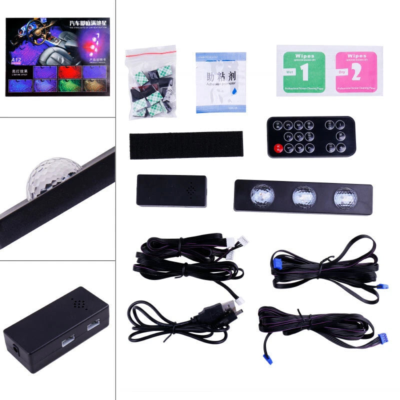 4 Pcs Crystal LED Strip Lights Bulbs With 7 Color Control RGB