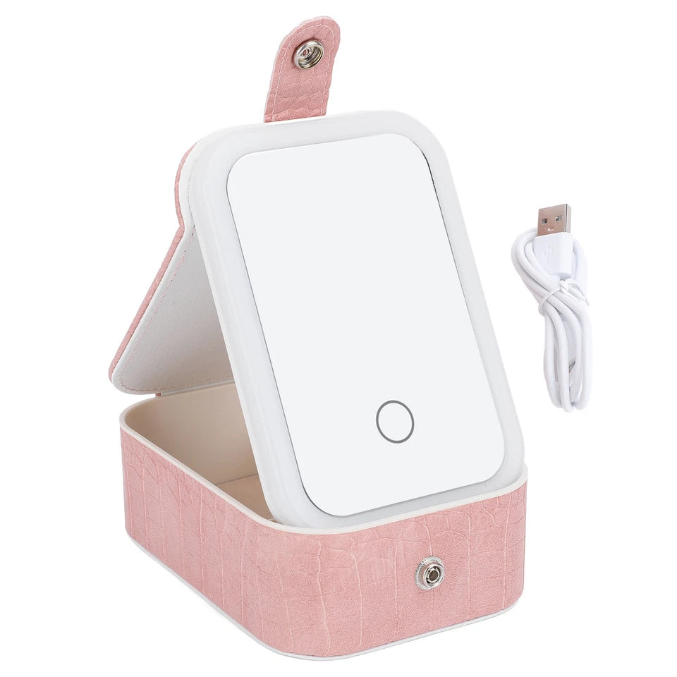 LED Makeup Case with Mirror – Portable Organizer