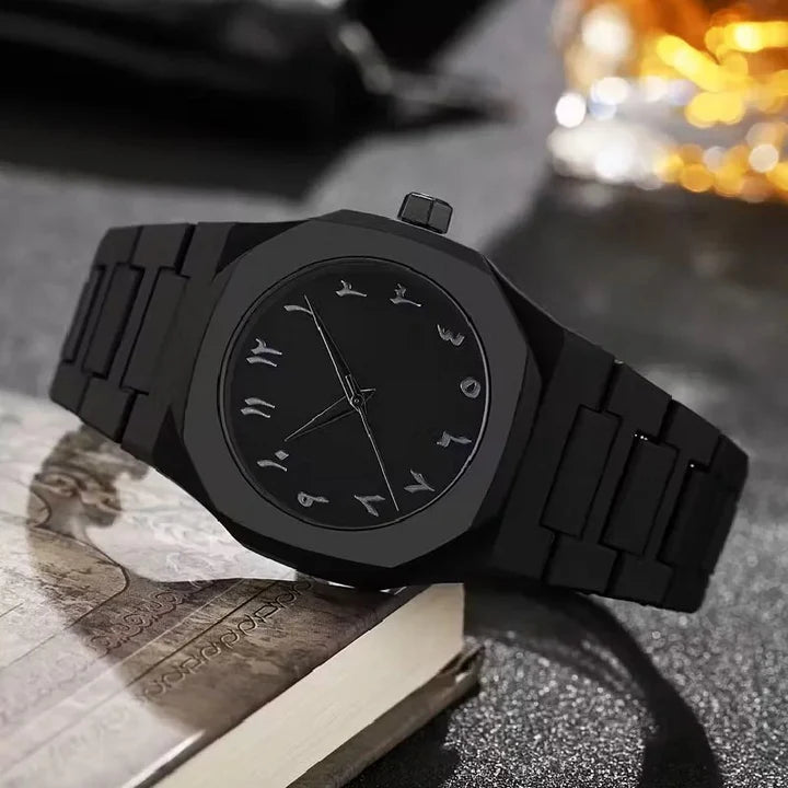 Bold Black Watch Arabic Dial Quartz