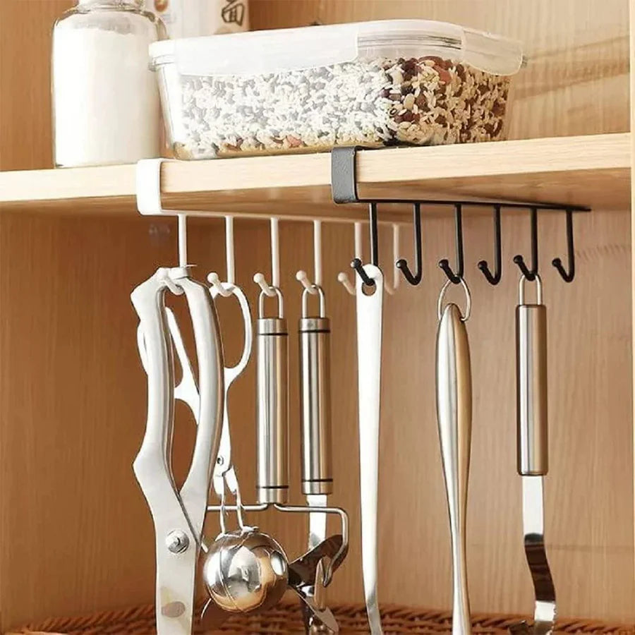 Stainless steel 6 hook organizer